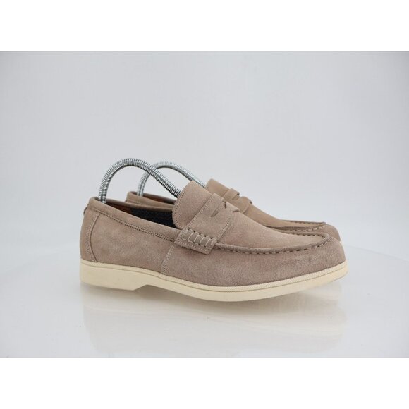 Vince Camuto Mens Kadron Shoes Loafers Size 8.5 Tan Suede Slip On Moc Toe Casual - Picture 1 of 13